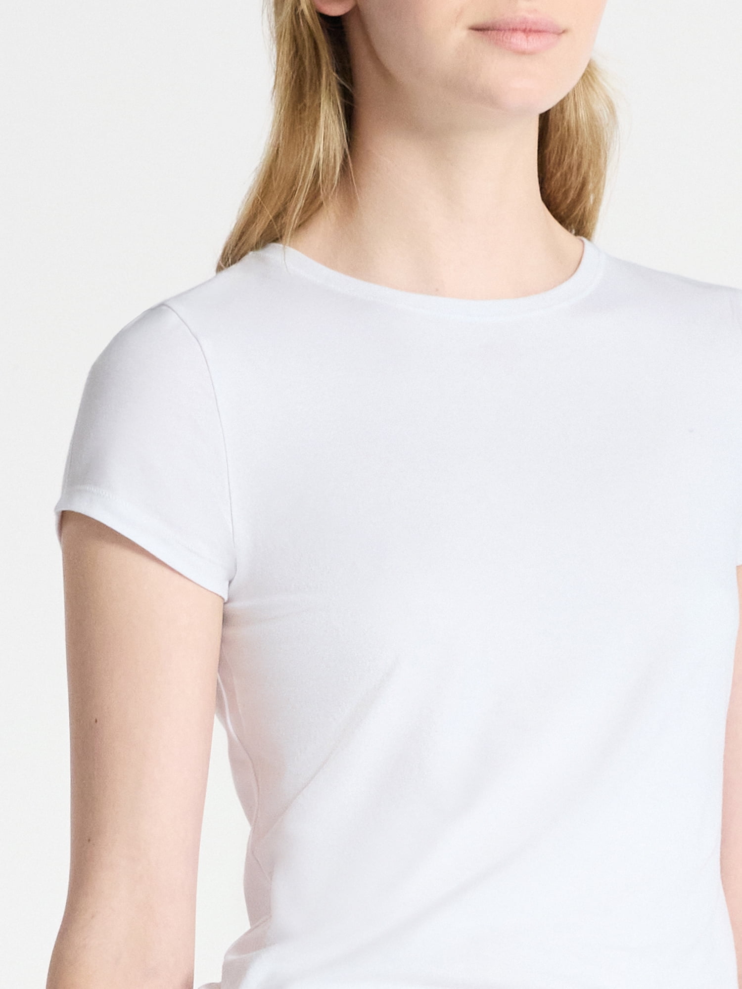 No Boundaries Crew Neck Tee with Short Sleeves, 1 or 3-Pack, Women’s
