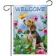 thumbnail image 1 of Bandera de jardín "Bienvenido Perro", vertical, doble cara, de arpillera, con flores, para verano, para jardín, decoración de exteriores, decoración del hogar (32 x 45 cm, "Bienvenido Perro"), 1 of 5