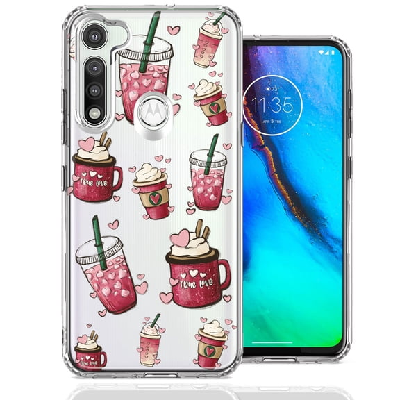 MUNDAZE for Motorola Moto G Fast Coffee Lover Valentine's Hearts Pink Drink Latte Double Layer Phone Case Cover