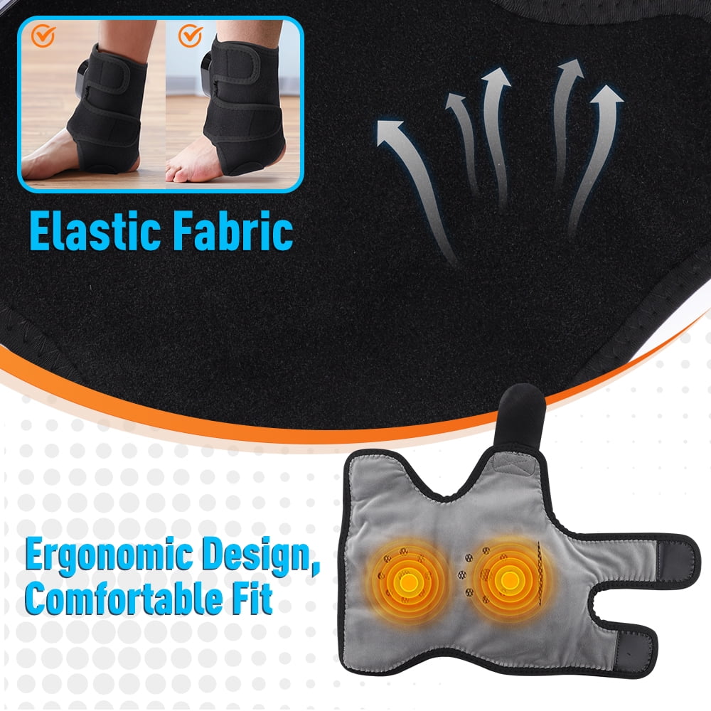 Flaremore Cordless Foot and Ankle Massager,3 in 1 Ankle Heating Pad Wrap with 6 Heat & 3 Vibration Modes,3000mAh Portable Rechargeable Ankle Heating Wrap Warmer for Feet,Ankles & Calves,Black 1PC