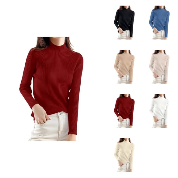 Elegant Turtleneck Sweater – Long Sleeve Slim Fit Knit Pullover for Women, Soft Warm Winter Top for Casual Wear & Layering, Autumn Korean Oversize Style
