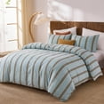 thumbnail image 2 of Rainbow Striped Duvet Cover Set Queen Size, 100% Cotton Bedding Set with Zipper Closure & 8 Corner Ties, Luxury Linen Like Bedding, Soft Breathable Comforter Cover for All Seasons, 2 of 12