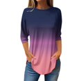 thumbnail image 2 of 3/4 Length Sleeve Womens Tops 2025 Spring Neck Casual Print Tunic T Shirts Three Quarter Length Womens Tops, 2 of 5