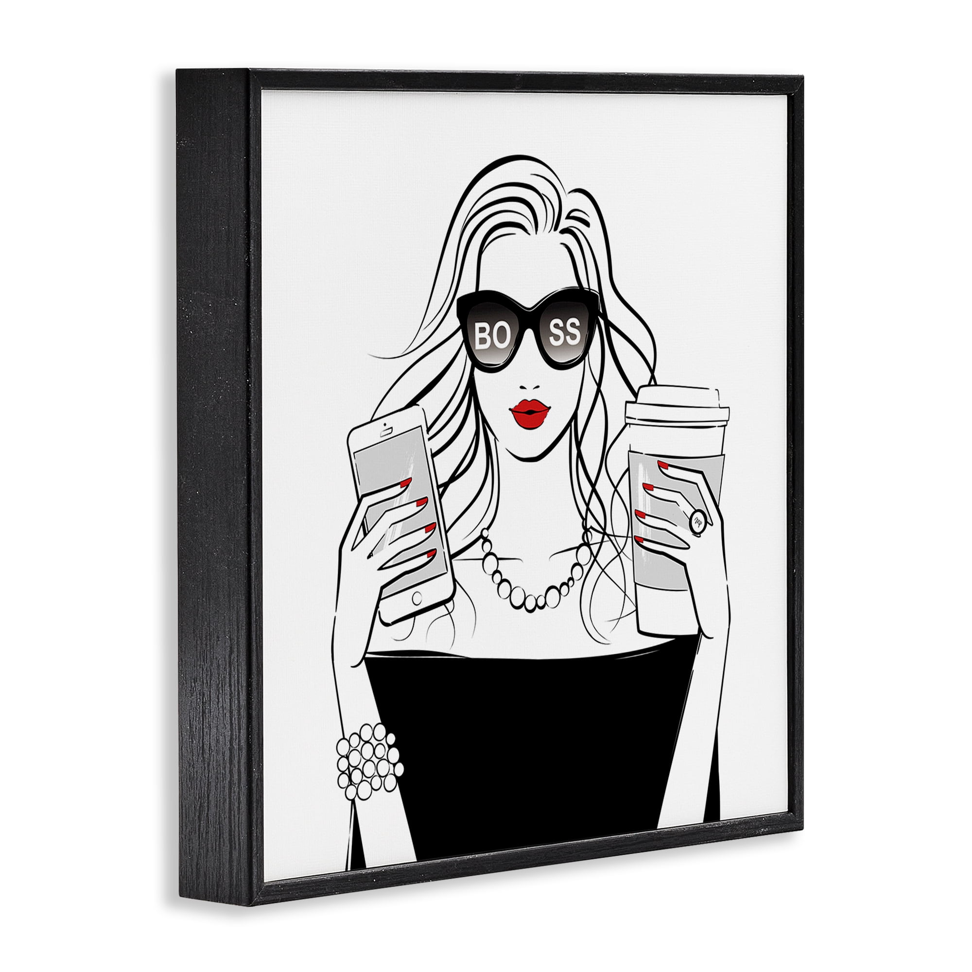 Stupell Industries Chic Boss Morning Coffee Moment Black Framed Giclee Art, design by Martina Pavlova