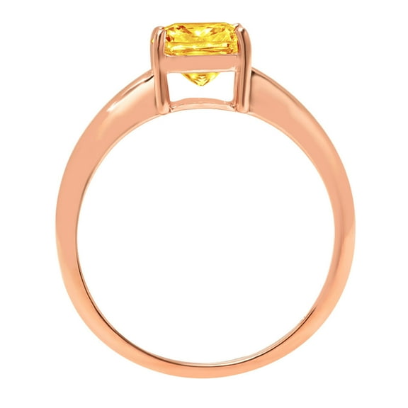 1.5 ct Cushion Cut Natural Citrine Solitaire Engagement Ring for Women in 18K Rose Gold