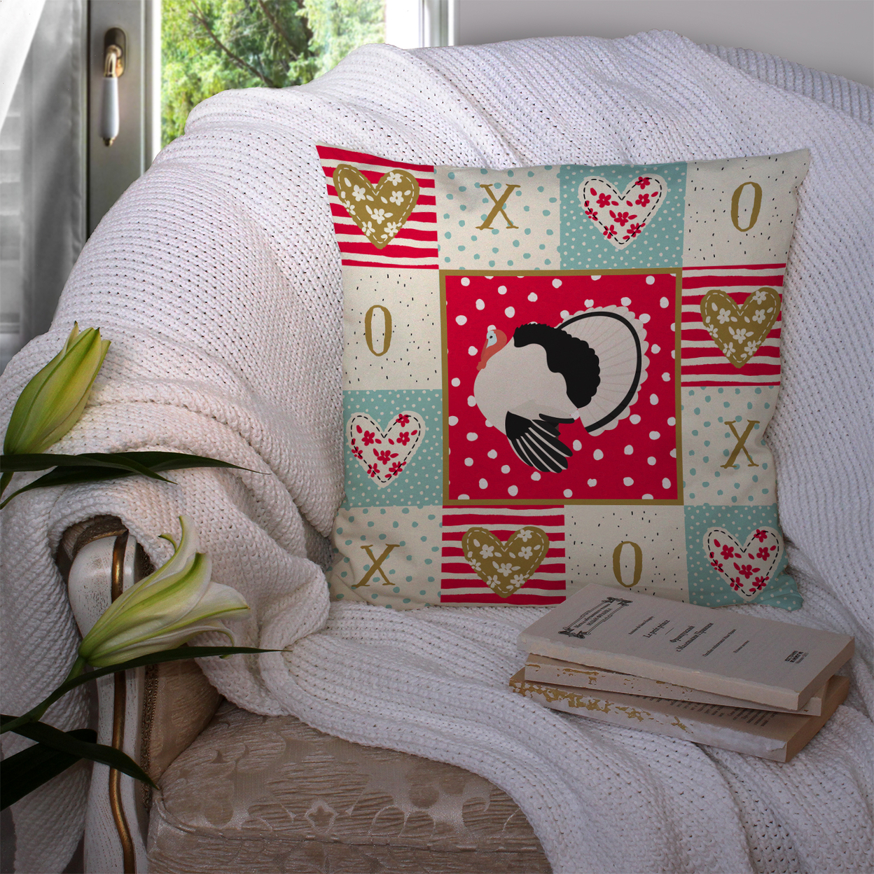 Royal Palm Turkey Love Fabric Decorative Pillow