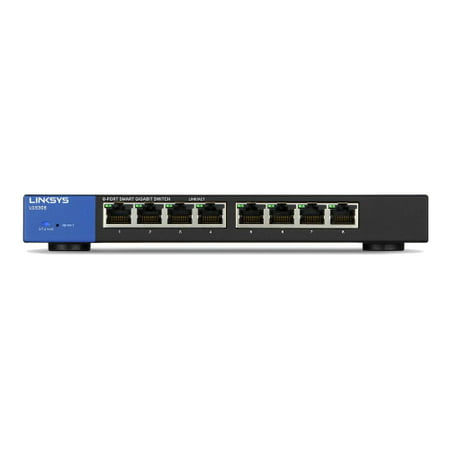Linksys LGS308 8-Port Business Smart Gigabit Switch Linksys LGS308 8-Port Business Gigabit Smart Switch - 8 Ports - Manageable - 10/100/1000Base-T - 8 x Network - Twisted Pair - Gigabit Ethernet - (Best Smart Network Switch)
