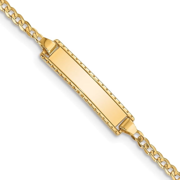 Auriga Fine Jewelry 14K Yellow Gold Engraveable Curb Link Id Bracelet 6 inch for Women