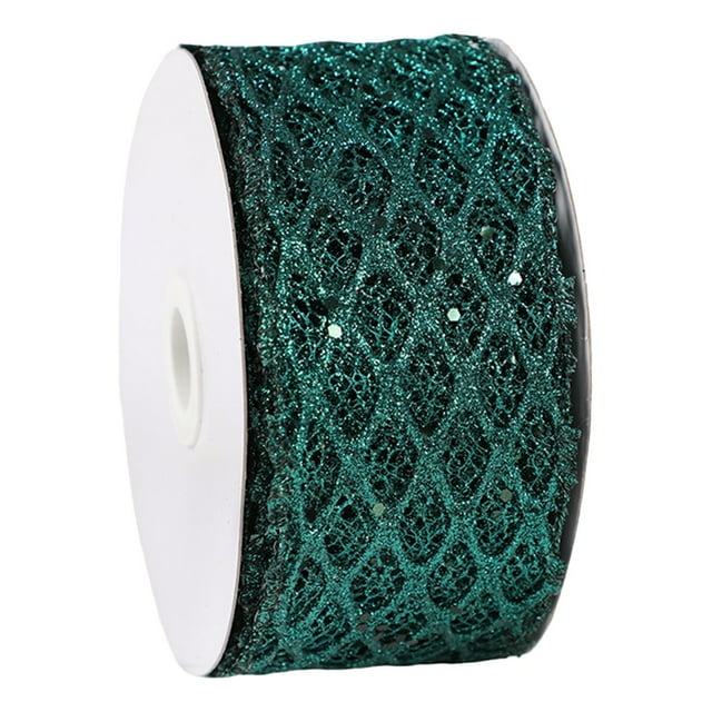 Valentines Day Decorations 1Roll 2.5 Inch Glitter Mesh Wired Ribbon for Valentines Tree Wrapping Crafts Bows Wreaths Garland Tree Topper Holiday Decor 10 Yards Valentines Decor