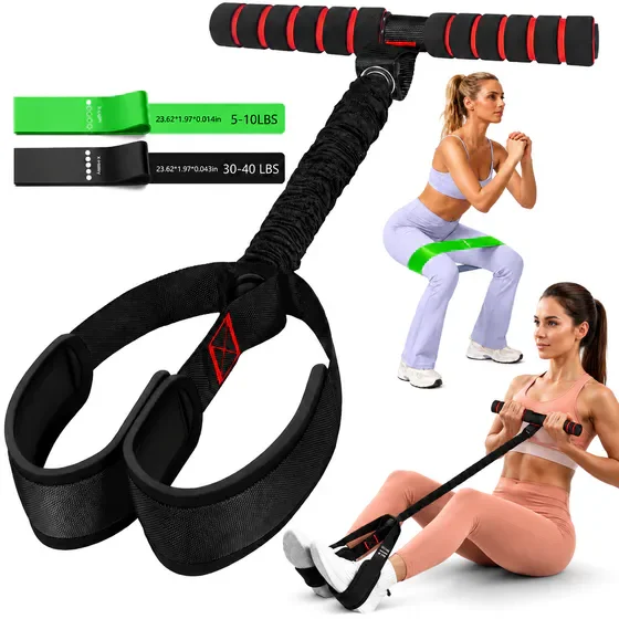 Upgraded Pedal Resistance Bands with Handles, Portable Full‑Body Exercise Set with 2 Bonus Pieces, for Pilates, Physical Therapy and Home Workouts
