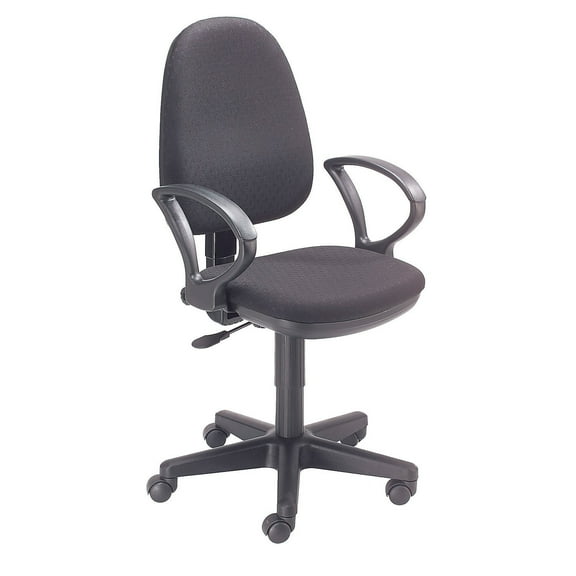 Interion Multifunctional Chair With Mid Back Fixed Arms Fabric Black