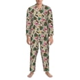 thumbnail image 3 of Salouo Tropical Mask Flamingo Print Button-Front Long Sleeve Pajama Set for Men, Soft 2Pjs Men's Long Sleeve Sleepwear-Medium, 3 of 7