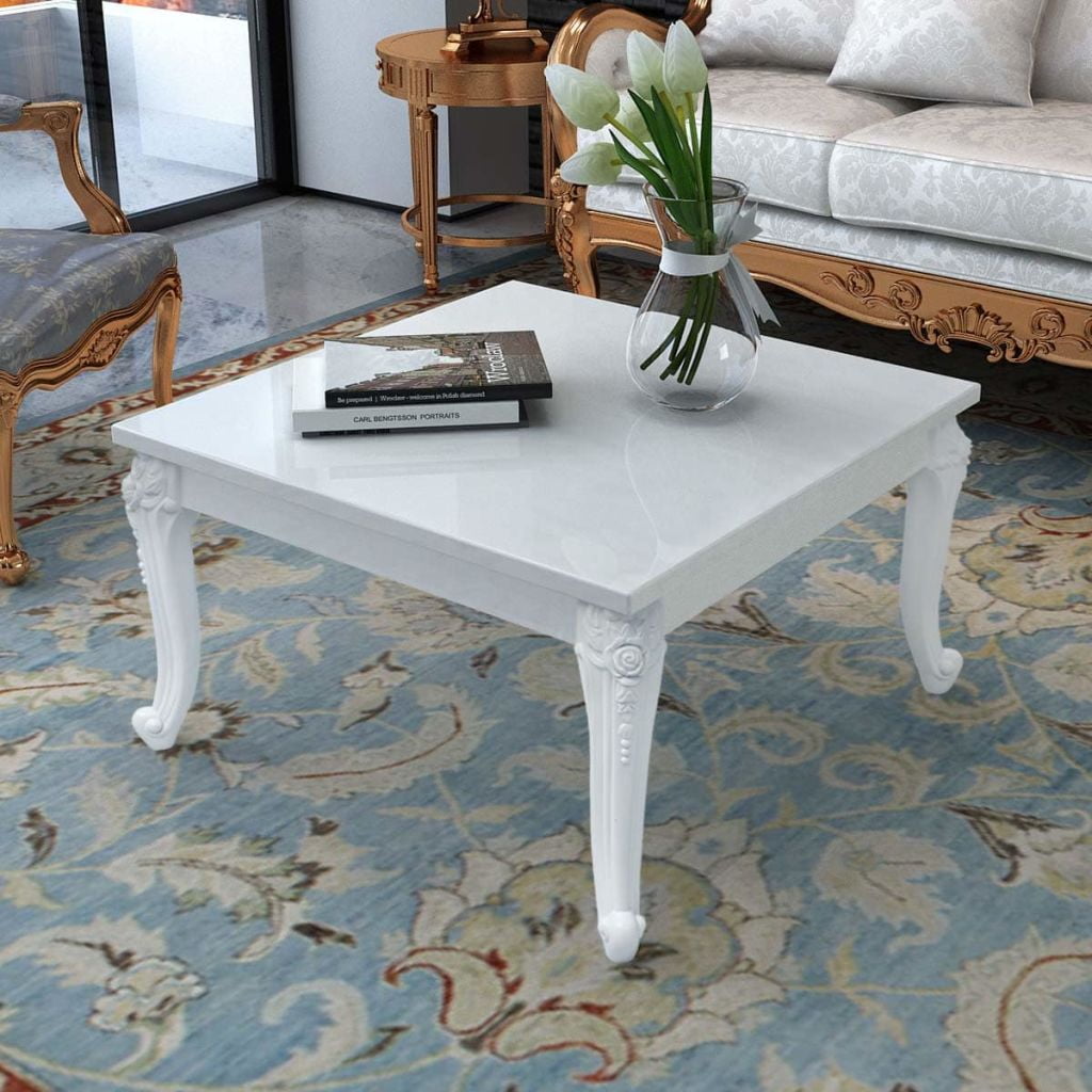 Kepooman Modern High Gloss Leisure Square Dining Table for Kitchen Living Room, 31.5" x 31.5" x 16.5", White Kepooman Modern High Gloss Leisure Square Dining Table for Kitchen Living Room, 31.5" x 31.5" x 16.5", White