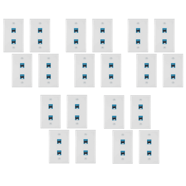 20 Pieces 2 Port Ethernet Wall Plate, RJ45 Cat6 Female to Female Jack ...