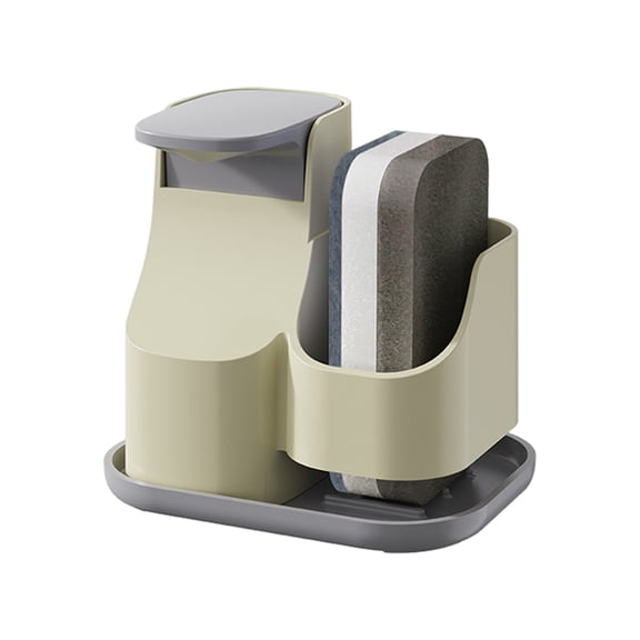 OIUR Dual Soap Dispenser with Sponge Holder Kitchen Sink Soap Pump Dispenser Set Countertop Hand Dish Soap Dispenser