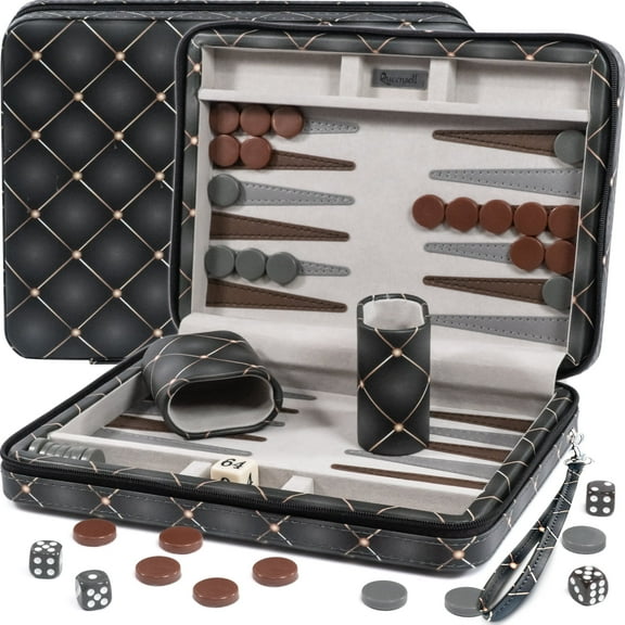 Queensell Travel Backgammon Sets -9.3" Magnetic Backgammon Board with 32 Pieces