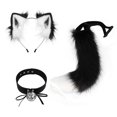 thumbnail image 3 of Diadema con Orejas de Felpa y Cola de Animales Yuyangstore Orejas de Gato y Larga Blanco Negro, 3 of 8