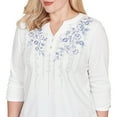 thumbnail image 4 of Alfred Dunner Womens Geometric Floral Ruched Henley Top, 4 of 4