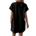 thumbnail image 2 of YUEVORA Women's Casual Solid Color Round Neck Short Sleeve T-Shirt Dress with Pockets, Loose Fit A-Line Dress for Spring & Summer, 2 of 4