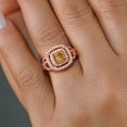 thumbnail image 4 of Gem Stone King 18K Rose Gold Plated Silver Brown Tiger Eye and White Moissanite Ring for Women (1.91 Cttw, Gemstone Birthstone, Cushion Cut 6MM, Size 8), 4 of 4