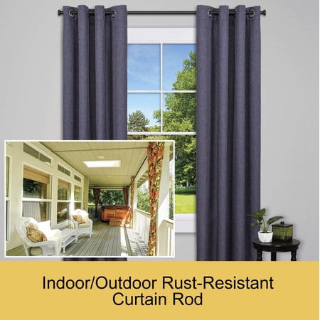 Kenney Weaver 1 Rust-Resistant Single Curtain Rod, 72-144, Black