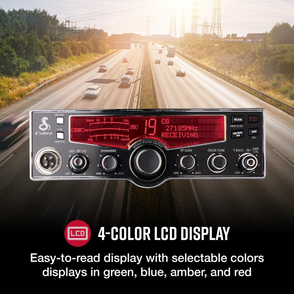 Cobra 29 LX Professional CB Radio with 4-Color Selectable LCD