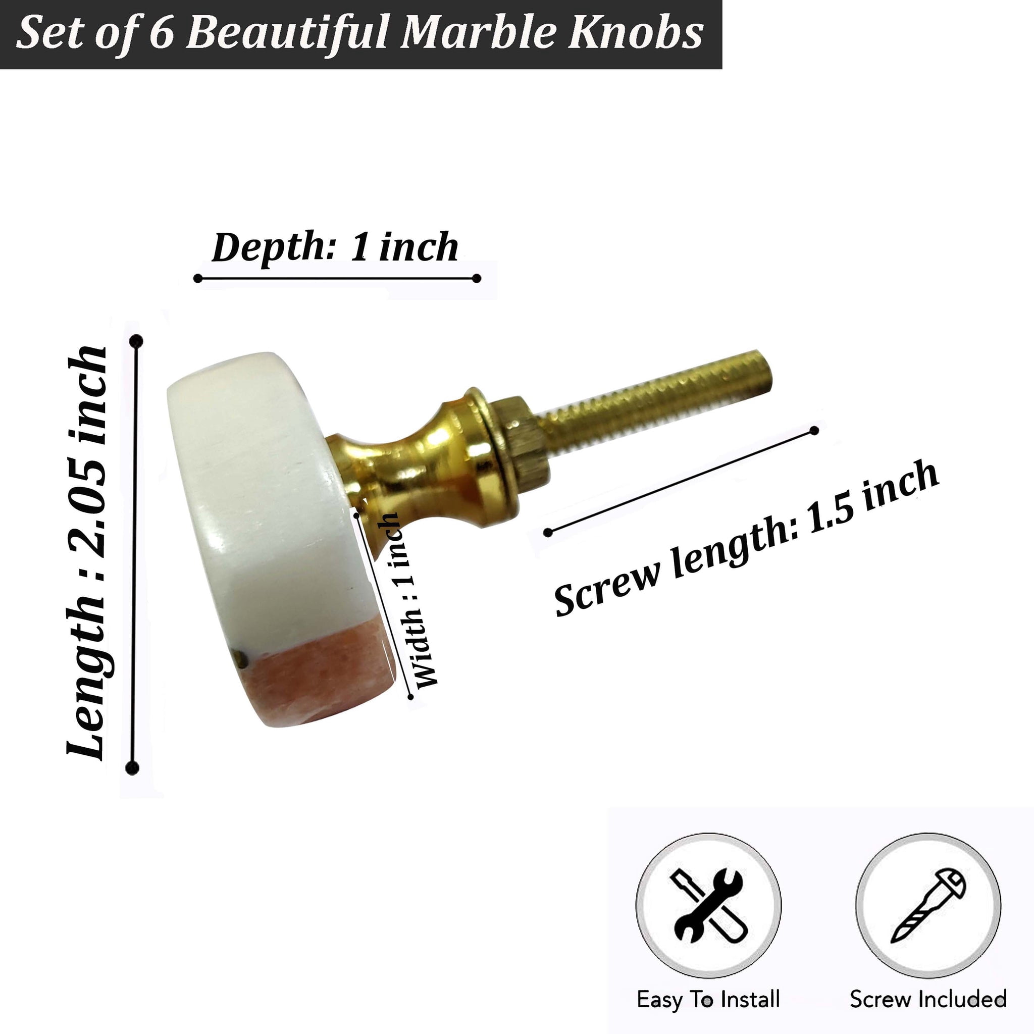 Perilla Home Adore Pink Oval Marble Knob (Set of 6) Knob Pull And Push For Handles Cabinet Door Home Interior Decorative Knobs for Home Kitchen Cupboard Dresser Wardrobe Drawer Pulls : Pink and White