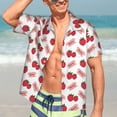 thumbnail image 7 of Pofeuu Strawberry Print Hawaiian Shirt for Men Sleeves Casual Button Down Summer Beach Dress Shirts T-Shirts,Large, 7 of 7
