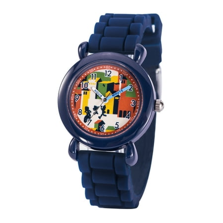 Disney Luca Alberto,Giulia Boys' Blue Plastic Time Teacher Watch, 1-Pack