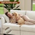 thumbnail image 5 of Avobird 97-inch L-shaped Sofa, Upholstered Deep Seat Sofa with Cotton-Linen Brushed Fabric, Ottoman & Side pocket, 3-Seater Sofa for Living Room, Beige, 5 of 8