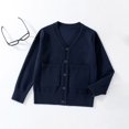 thumbnail image 7 of AUDeals Boys Girls Knit Cardigan V-Neck Long Sleeve Button Sweater Knitted Cotton School Uniform Preppy Fall Ribbed Sweater Jacket Tops (Navy, 3-4 Years), 7 of 7