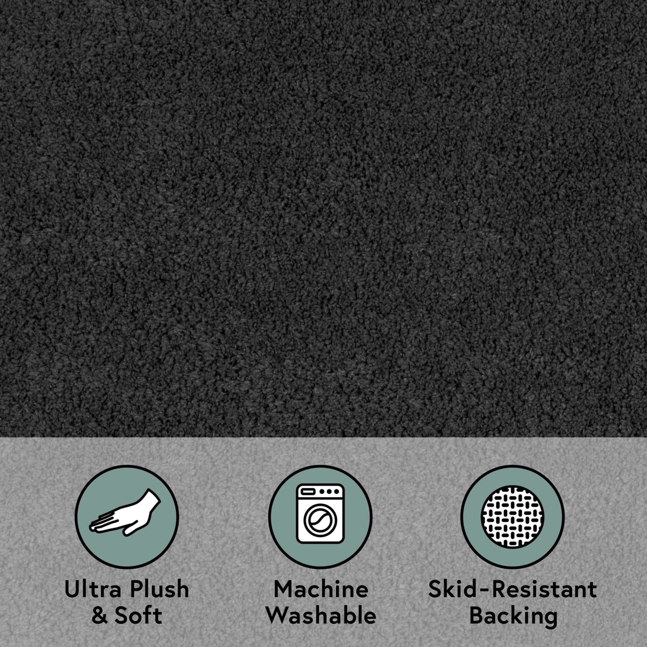 Better Homes & Gardens Ultra Soft Polyester Bath Rug, Plush Absorbent Bathroom Floor Rug with Skid-Resistant Backing, Machine Washable, 20" x 34", Grey Shadow