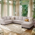 thumbnail image 2 of Putouzip 125.6"W Modern Large Upholstered U-Shape Sectional Sofa, Extra Wide Chaise Lounge Couch, Beige, 2 of 9