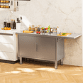 thumbnail image 4 of AECOJOY 57"x20" Stainless Steel Table,Stainless Steel Kitchen Cabinets with Extend Panel & Adjustable Shelf Heavy-Duty Kitchen Prep Table Workbench for Home, 4 of 14
