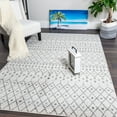 thumbnail image 1 of Soft Cream Grey Moroccan Trellis Area Rug, Off White Lattice Living Room, Bedroom Carpet, 1 of 7