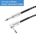 thumbnail image 3 of 1 PCS Cable de instrumento para guitarra 10 pies 1/4" a 1/4" 6.35mm recto a ángulo recto cordón trenzado blanco, 3 of 6