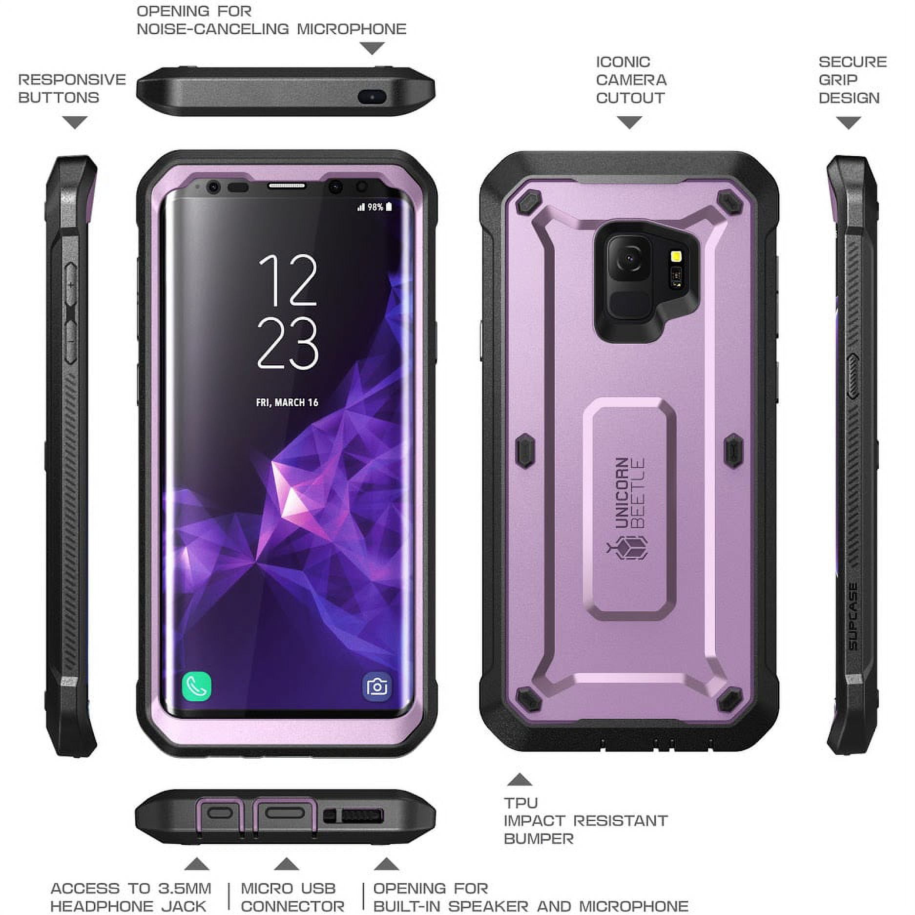 SUPCASE Unicorn Beetle Pro Series Case Designed for Galaxy S9, with Built-in Screen Protector Full-Body Rugged Holster Case for Galaxy S9 (2018 Release) (Violte)