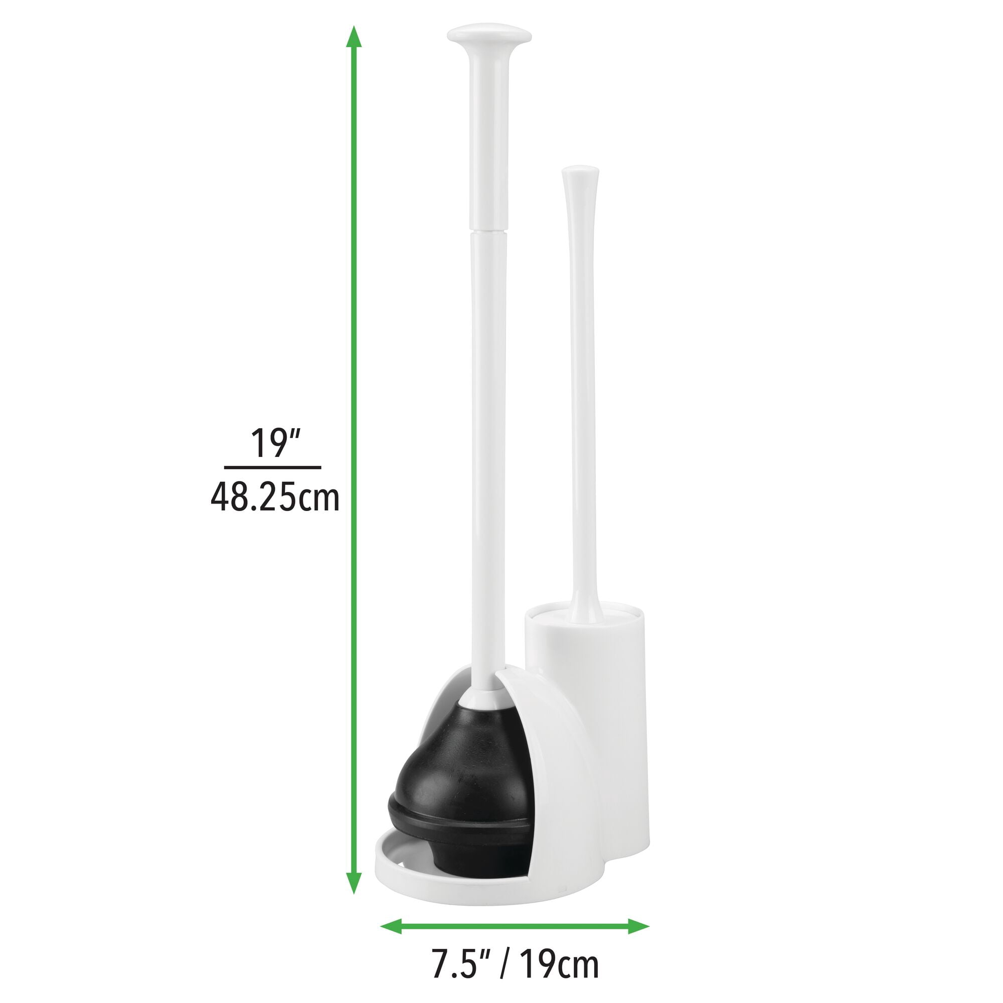 mDesign Hidden Plunger and Brush Set for Toilet Bowl - White