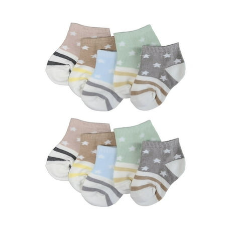 

Pack of 10 Newborn Baby Toddler Star and Stripe Socks - 6-18 Months