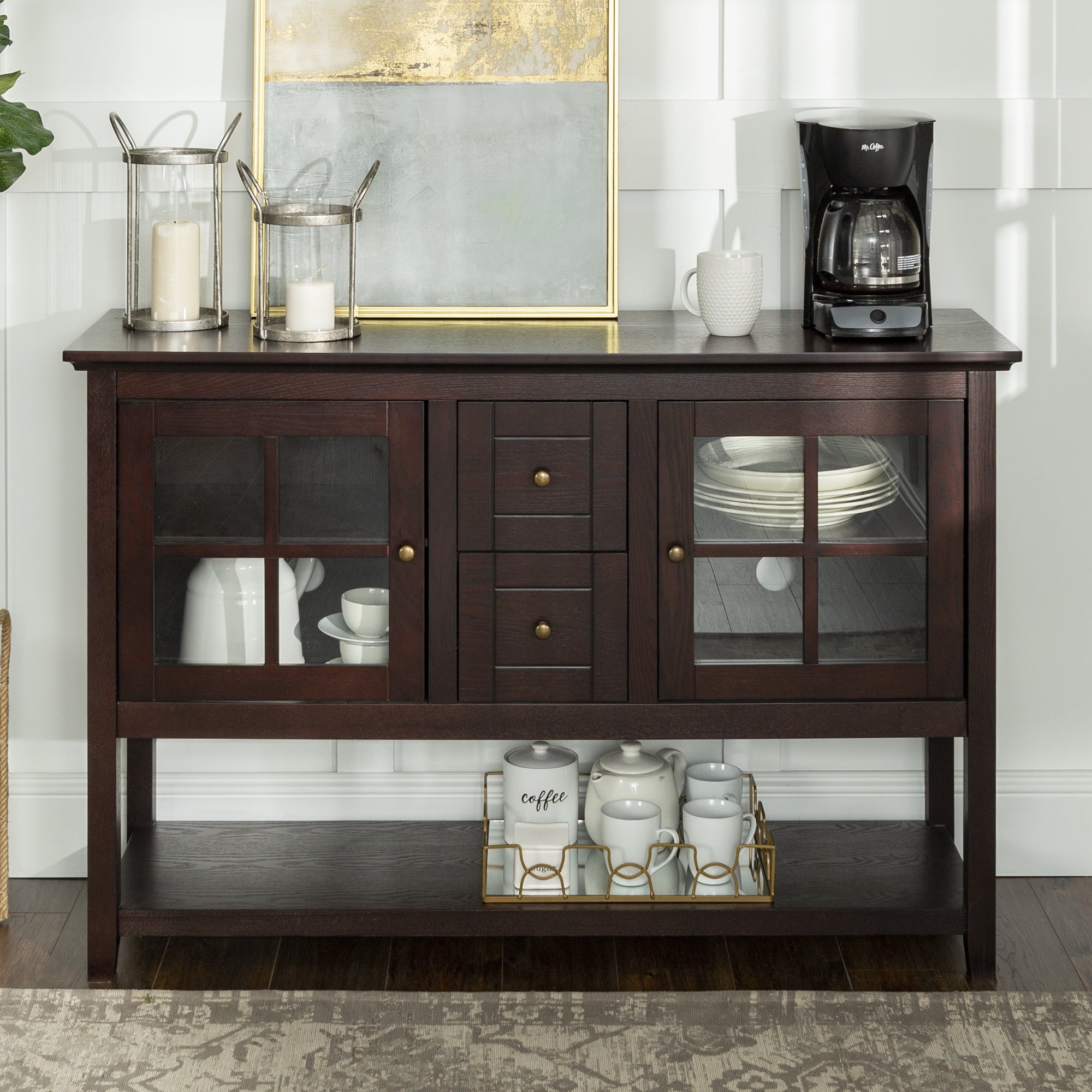 Walker Edison 52" Wood Console Table Buffet TV Stand for TV's up to 55" - Espresso