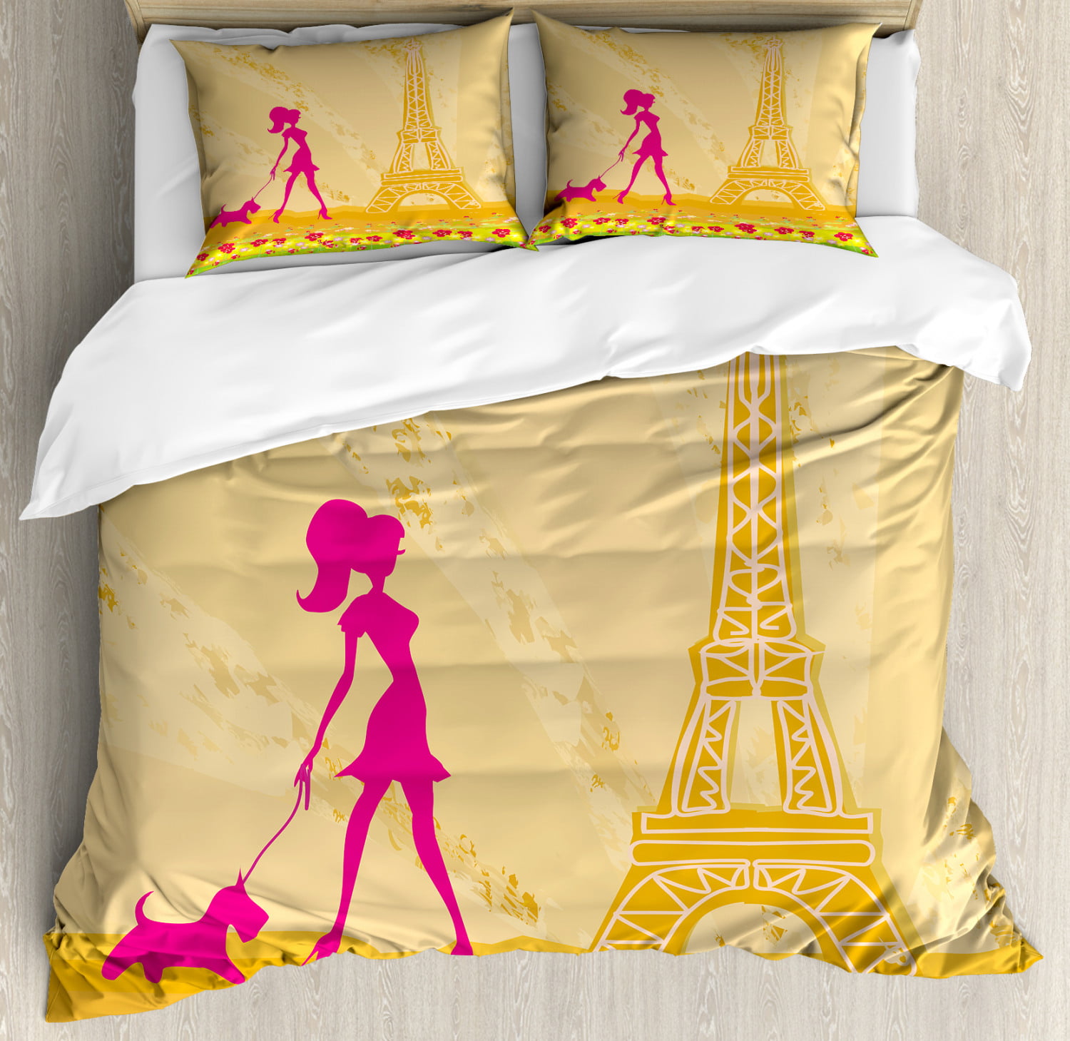 Queen Comforter Set for Women Bedding Pink and Gold Girls Blanket Throw Pillow 
