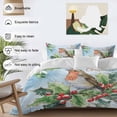 thumbnail image 3 of Christmas Sparrows Bedding Duvet Cover Set Twin Size 4 Pieces Winter Berry Leaf Xmas Bedding Set with Zipper Closure, 1 Comforter Cover 68x86 Inches 1 Flat Sheet & 2 Pillow Cases, 3 of 7