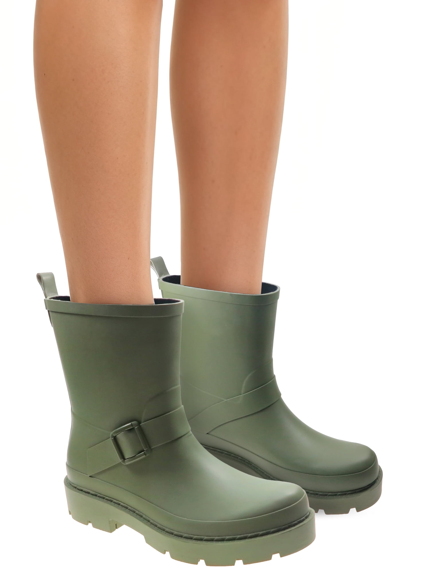 Time and Tru Women's Short Buckle Rain Boots