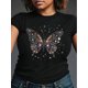 thumbnail image 1 of Camiseta para mujer Suave Transpirable veranoSparkling Diamond Chic Butterfly Print Crew Neck T-shirt, Four seasons casual short-sleeved round neck T-shirt, Women'S ClothingFather's Day, Mother's Da, 1 of 7