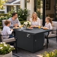 thumbnail image 3 of RADIATA 43" Aluminum Propane Fire Pit Table, 60,000 BTU Outdoor Gas Firepit, Rectangle CSA-Certified Patio Fireplace with Wind Guard & Glass Rocks, Rust-Proof Dark Gray Fire Table for Deck Poolside, 3 of 10