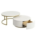 thumbnail image 4 of 31.5 Inch Round Nesting Coffee Table Set of 2, Minimalist Circular Stacking Center Table End Table With Drawer For Living Room, Balcony, And Yard, 4 of 9