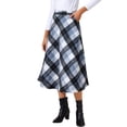 thumbnail image 4 of INSPIRE CHIC Women's Vintage Plaid High Waist A-Line Long Maxi Skirt with Pockets 2XL Gray Blue, 4 of 6