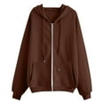 thumbnail image 2 of Chiccall Womens Full Zip Sweatshirt Hooded Long Sleeve Drawstring Jackets Casual Loose Solid Athletic Outwear Tops with Pockets, 2 of 2