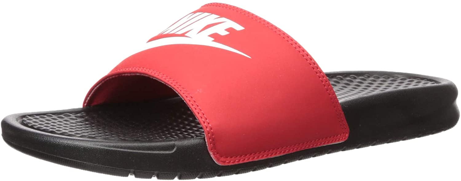 Nike Men's Benassi Just Do It Slide Sandal, Black/White-University Red, 8 Regular US | Walmart 