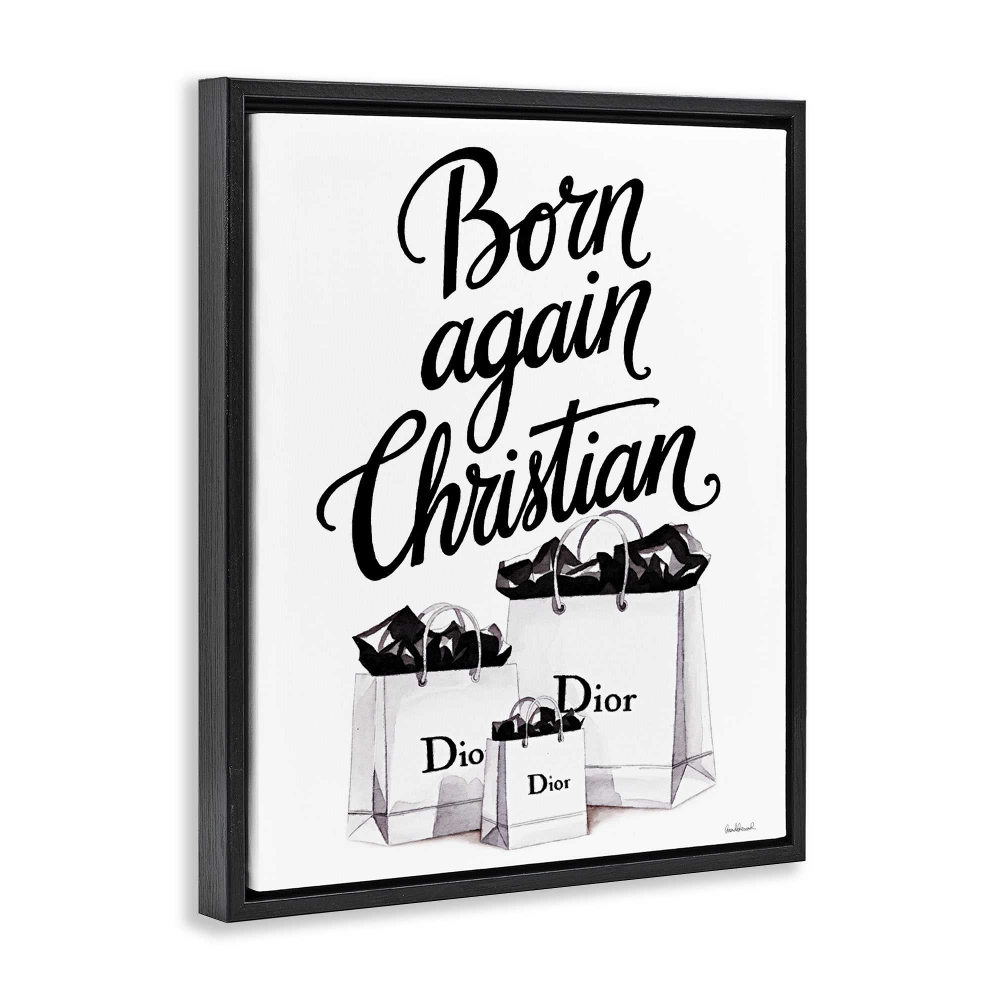 Christian & Shopping Bags Black Framed Floater Canvas Wall Art, design by Amanda Greenwood